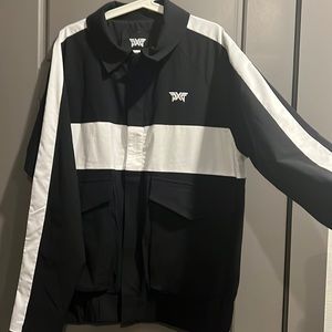 PXG white stripe bomber jacket